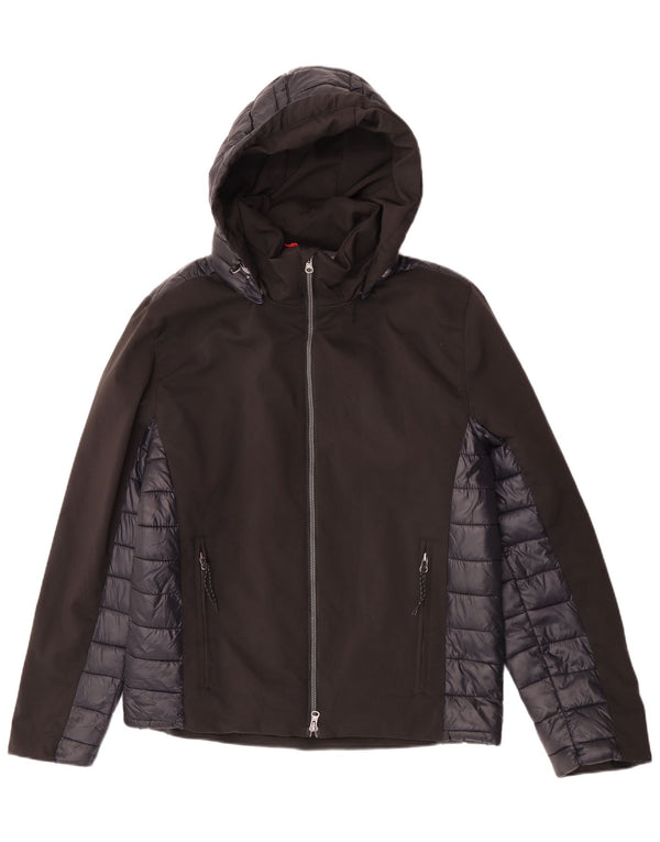 Brugi Ανδρικό μπουφάν με κουκούλα UK 40 Large Black Colorblock Πολυεστέρας
