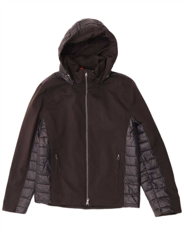 Brugi Ανδρικό μπουφάν με κουκούλα UK 40 Large Black Colorblock Πολυεστέρας