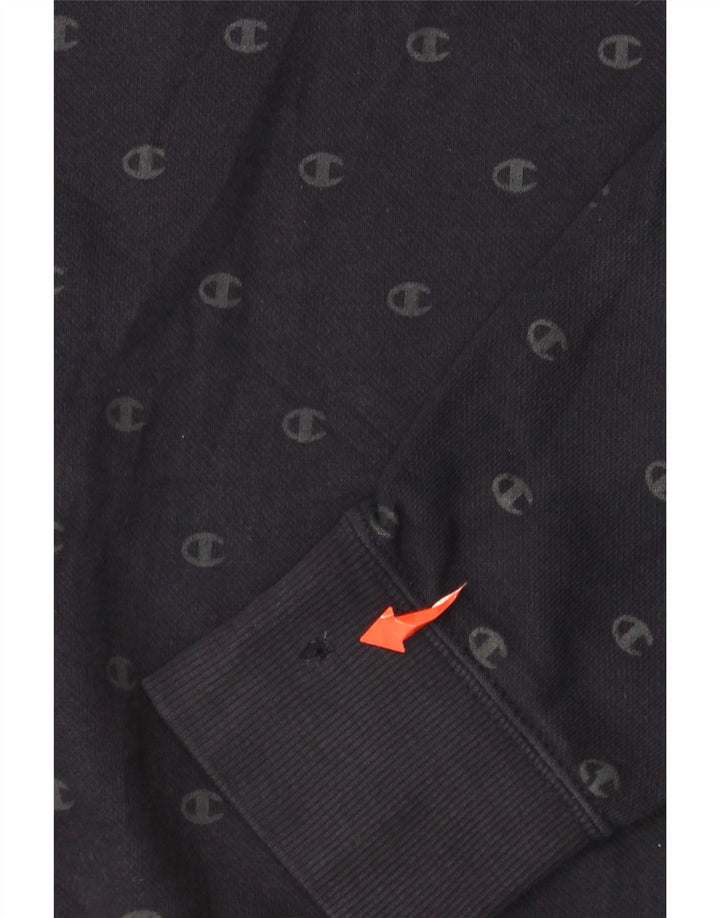 CHAMPION Γυναικείο Γραφικό Hoodie Jumper UK 12 Medium Navy Blue Cotton