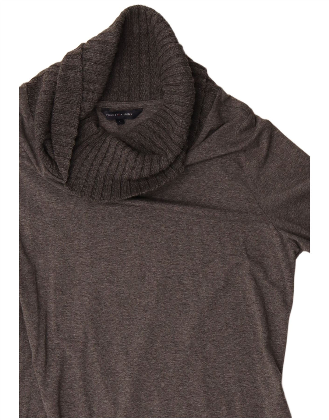 Tommy Hilfiger γυναικείο φόρεμα με ρολό λαιμόκοψη UK 14 μεγάλο γκρι βισκόζη