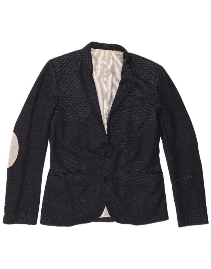 Zara Ανδρικό μπουφάν blazer UK 40 Large Navy Blue Polyester