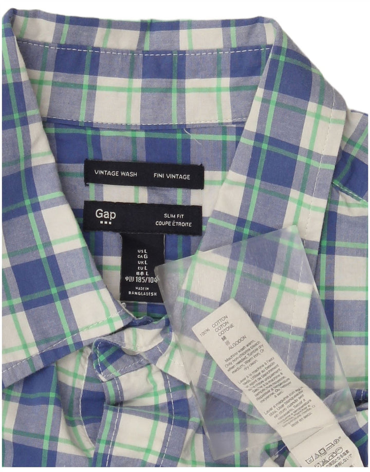 Ανδρικό πουκάμισο Gap Slim Fit Large Blue Check Cotton