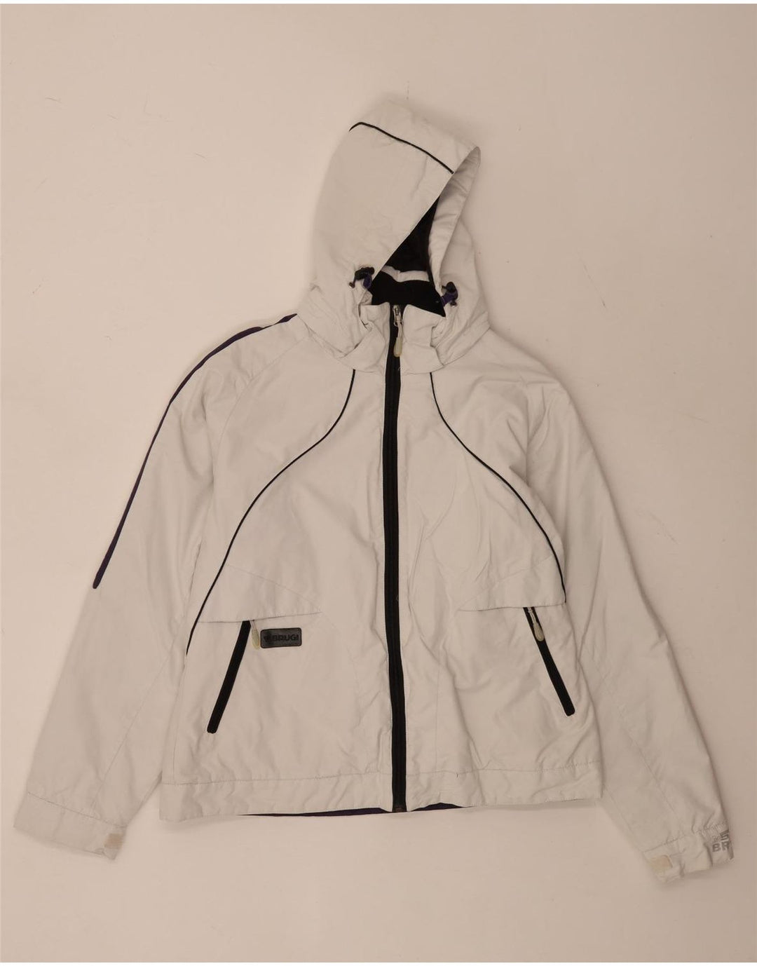 Brugi Womens Hooded Padded Jacket UK 14 Medium White Polyamide