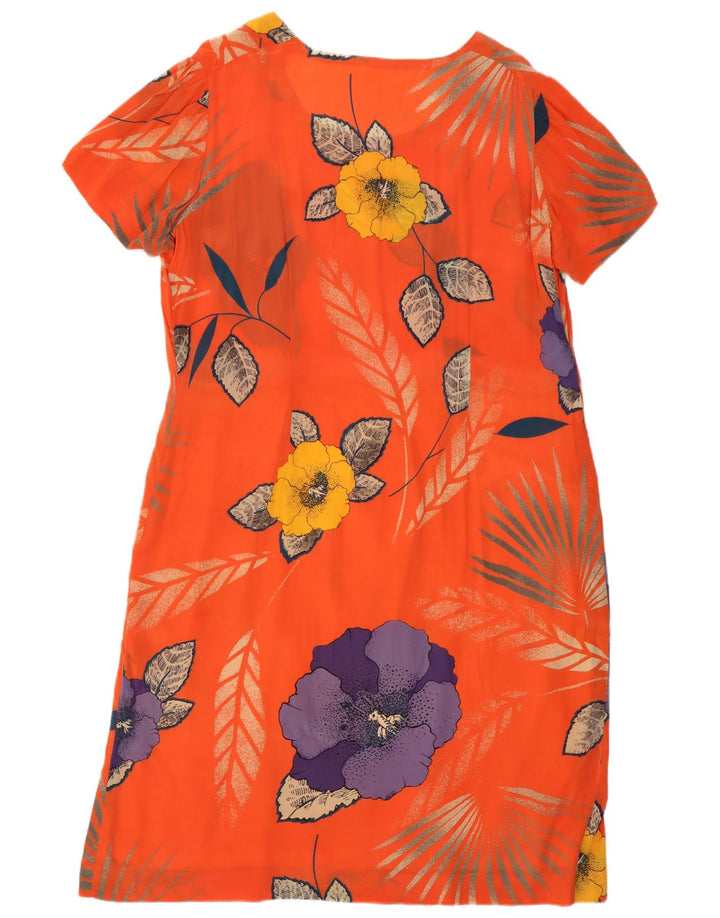 Vintage γυναικείο φόρεμα Shift UK 12 Medium Orange Floral