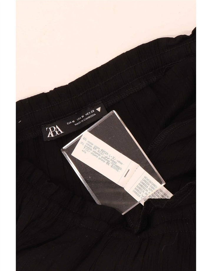 Zara Γυναικείο Flare Casual Παντελόνι Medium W32 L32 Μαύρο βισκόζη