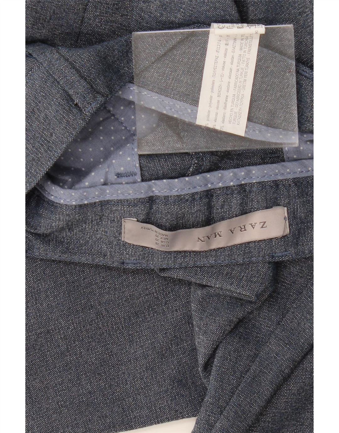 ZARA Ανδρικό Slim Suit Παντελόνι EU 38 Small W30 L28 Navy Blue Polyester
