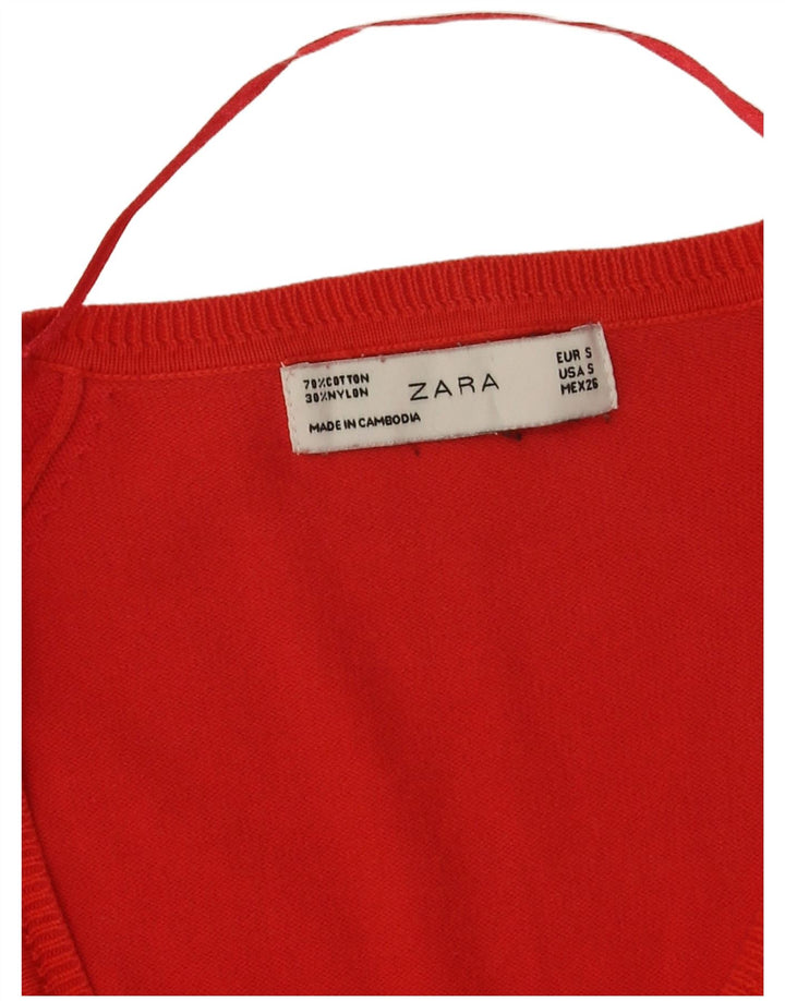 Zara Γυναικεία Ζακέτα UK 10 Small Red