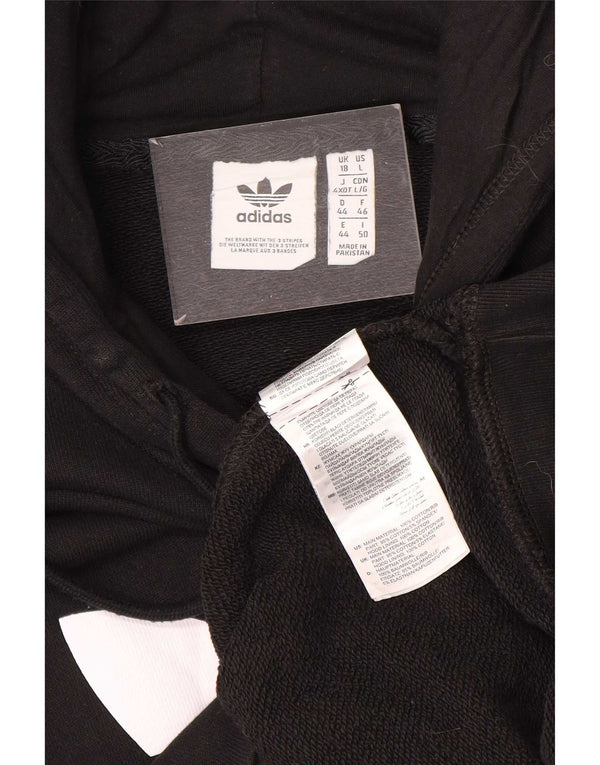 Adidas Γυναικείο Γραφικό Hoodie Jumper UK 18 XL Μαύρο βαμβακερό