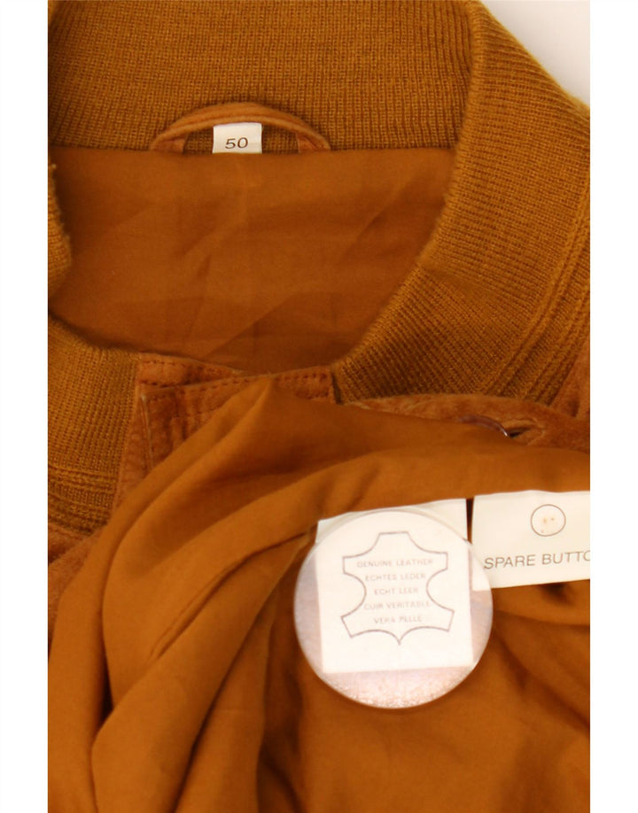 Vintage Ανδρικό Suede Bomber Jacket EU 50 Large Brown Δερμάτινο