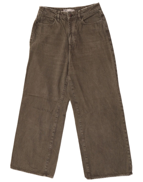 Zara Γυναικείο Wide Leg Jeans EU 38 Small W28 L26 Khaki