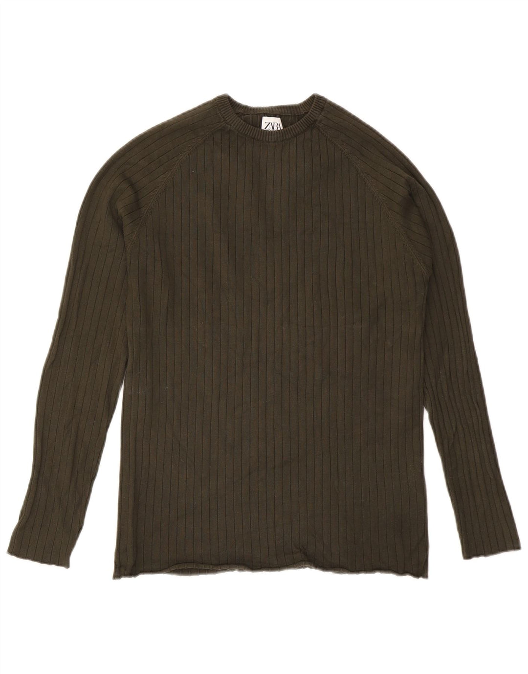 Zara Ανδρικό πουλόβερ με λαιμόκοψη μεγάλου χακί