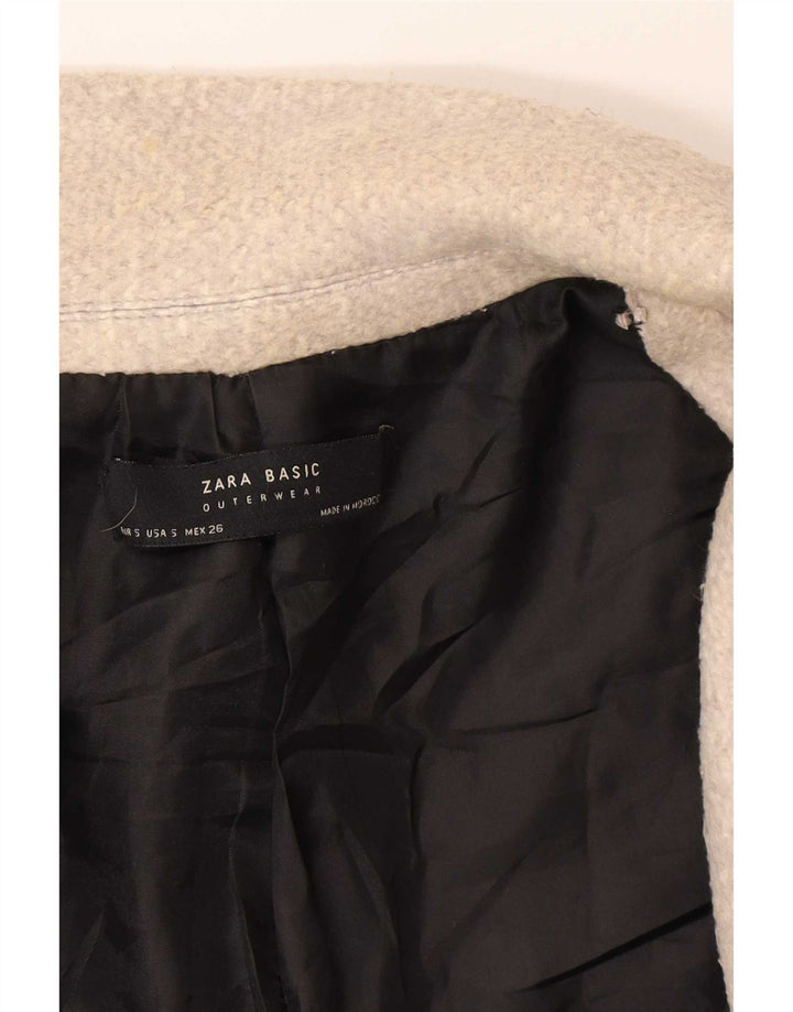 Zara Γυναικείο Παλτό UK 10 Small Grey Cotton