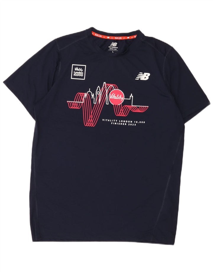 Ανδρικό γραφικό T-Shirt New Balance Top Large Navy Blue Polyester