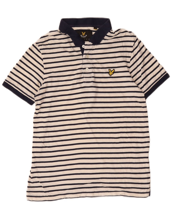 Ανδρικό μπλουζάκι ράγκμπι πόλο Lyle & Scott, μεσαίο λευκό βαμβακερό ριγέ