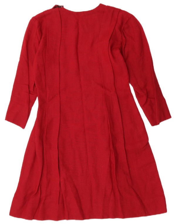 Vintage γυναικείο φόρεμα 3/4 μανίκι A-line UK 10 Small Red