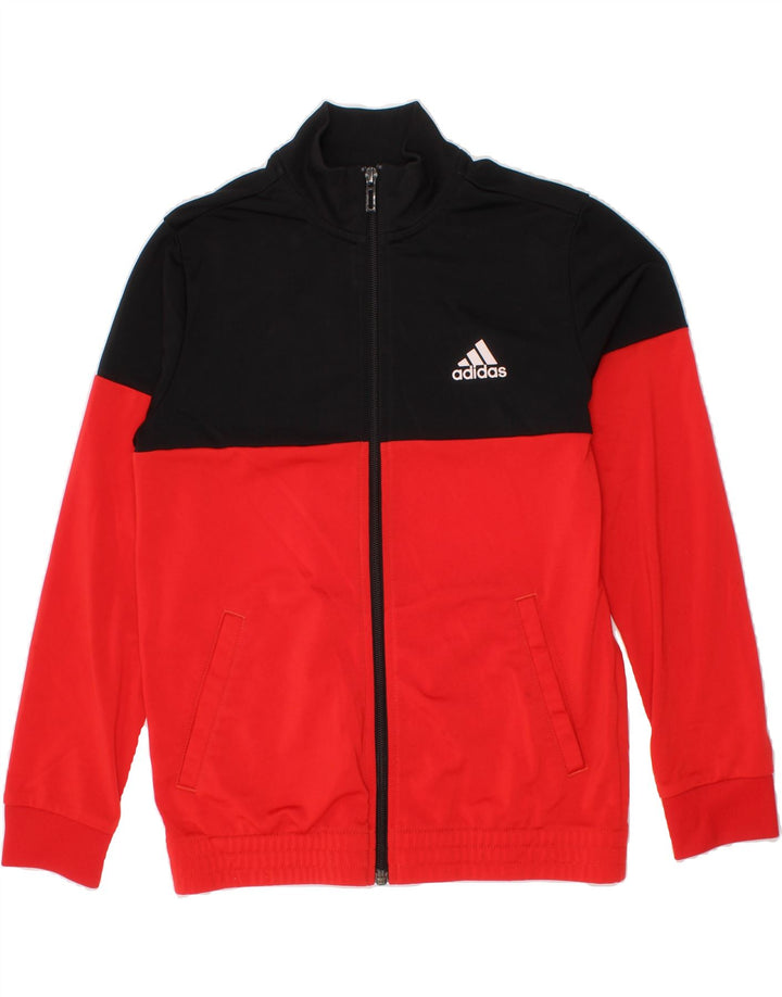 ADIDAS Boys Tracksuit Top Jacket 9-10 Years Red Colourblock Polyester Vintage Adidas and Second-Hand Adidas from Messina Hembry 