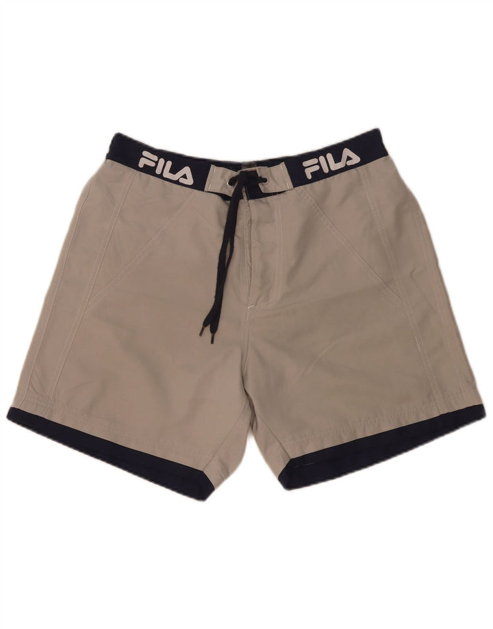 Ανδρικό γραφικό σορτς κολύμβησης Fila με μεσαίο γκρι χρώμα πολυεστέρα