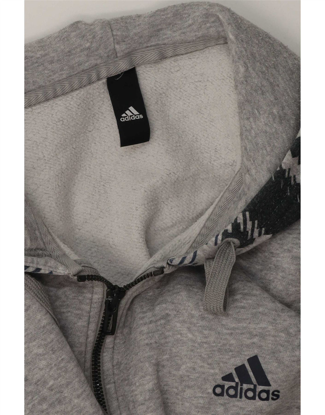 Ανδρικό πουλόβερ με κουκούλα με φερμουάρ Adidas μεγάλο γκρι γεωμετρικό