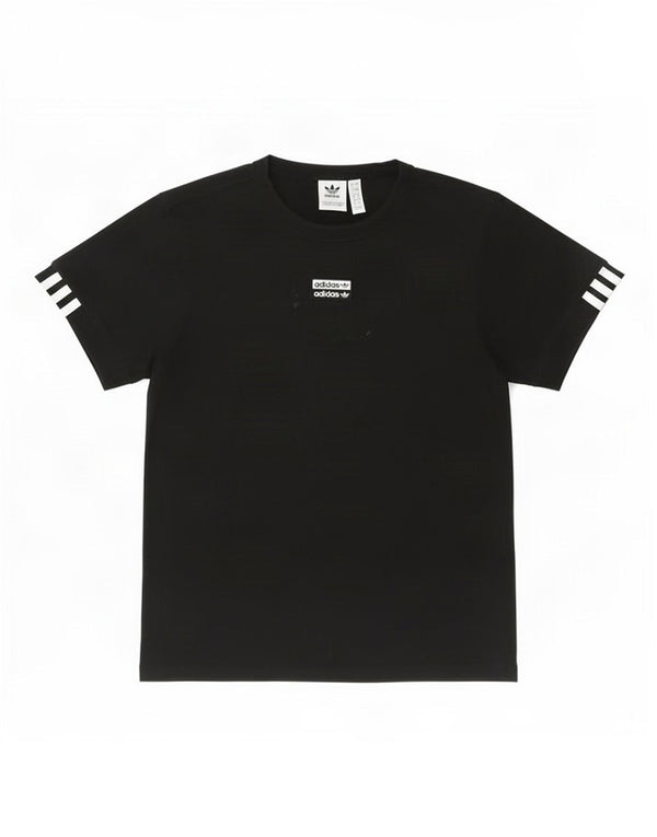 Γυναικείο γραφικό T-Shirt Adidas Top UK 8 Small μαύρο βαμβακερό