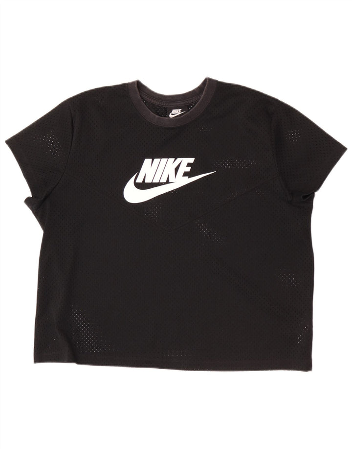 Γυναικείο γραφικό μπλουζάκι Nike τοπ UK 18 XL μαύρο πολυεστέρα
