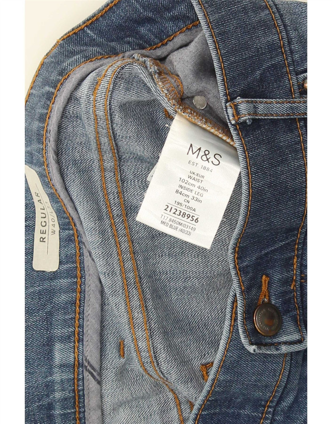 Ανδρικό τζιν ίσιο Marks & Spencer Regular Fit W40 L33 Μπλε βαμβακερό