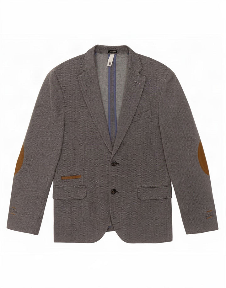 Massimo Dutti Ανδρικό σακάκι μπλέιζερ με 2 κουμπιά EU 48 Μεσαίο γκρι ψαροκόκκαλο