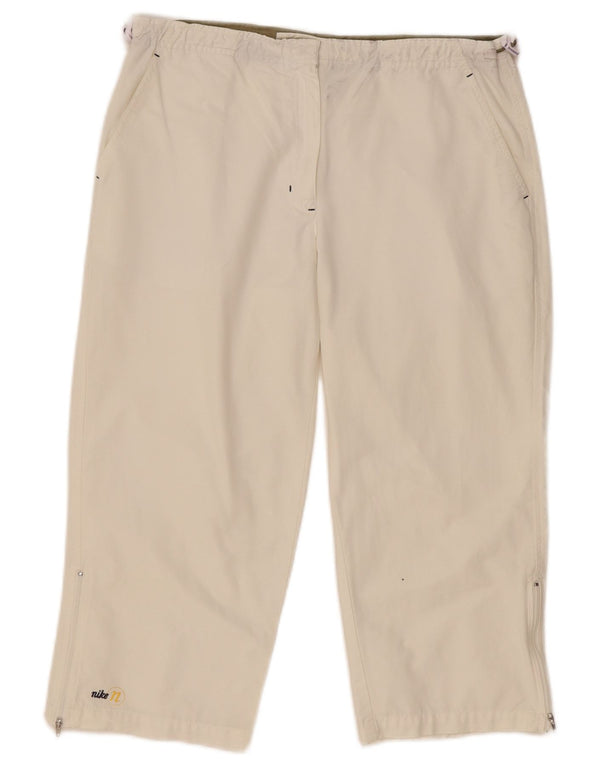 Γυναικείο ίσιο παντελόνι Capri Nike US 8/10 Medium W28 L20 Λευκό βαμβακερό