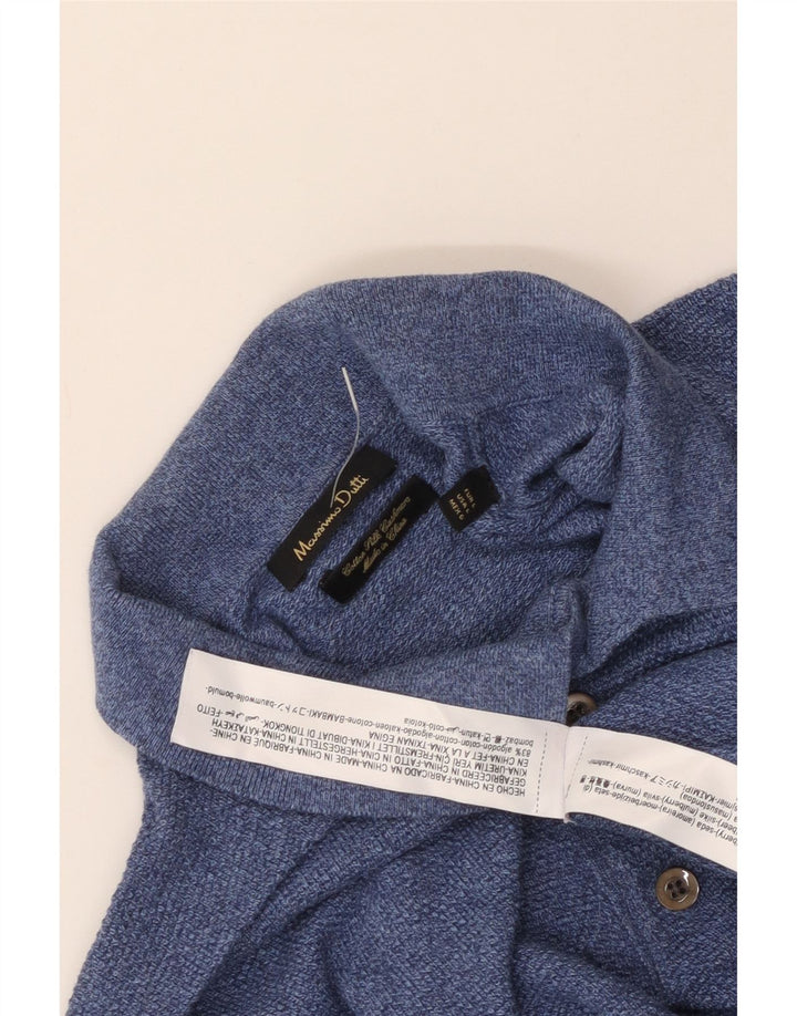 MASSIMO DUTTI Ανδρικό μακρυμάνικο μπλουζάκι πόλο μεγάλο μπλε βαμβακερό