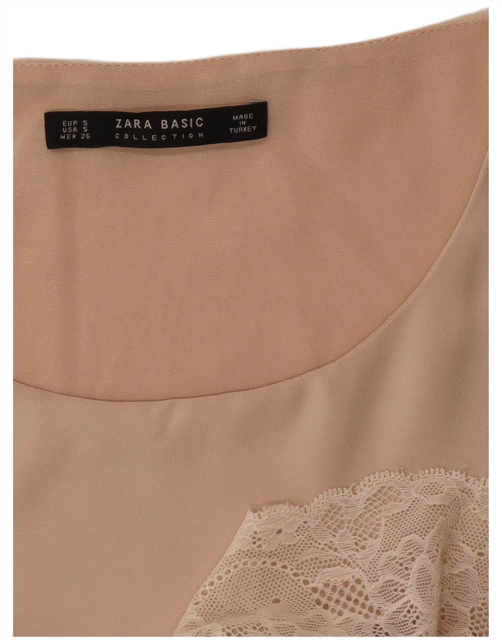 Zara Γυναικεία Αμάνικη Μπλούζα Τοπ UK 10 Small Beige