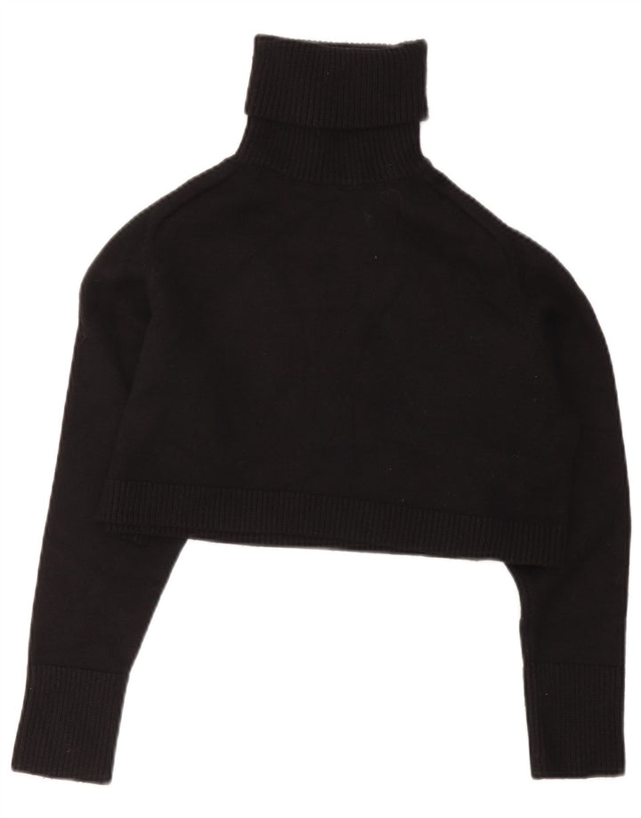 Zara Γυναικείο Roll Neck Crop Top 10 Small Black Viscose