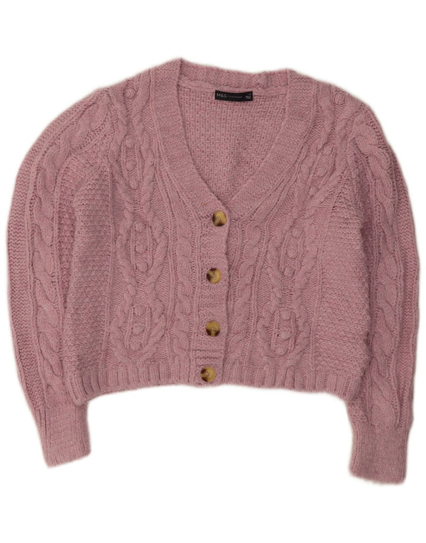 Marks & Spencer Γυναικεία ζακέτα Crop UK 10 Small Pink Acrylic