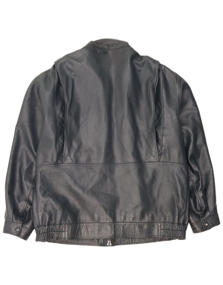 Vintage Ανδρικό Δερμάτινο Μπουφάν UK 42 XL Navy Blue Leather