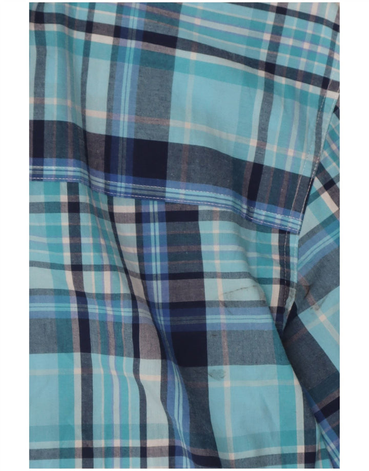 Chaps Mens Easy Care κοντομάνικο πουκάμισο μεγάλο μπλε βαμβακερό