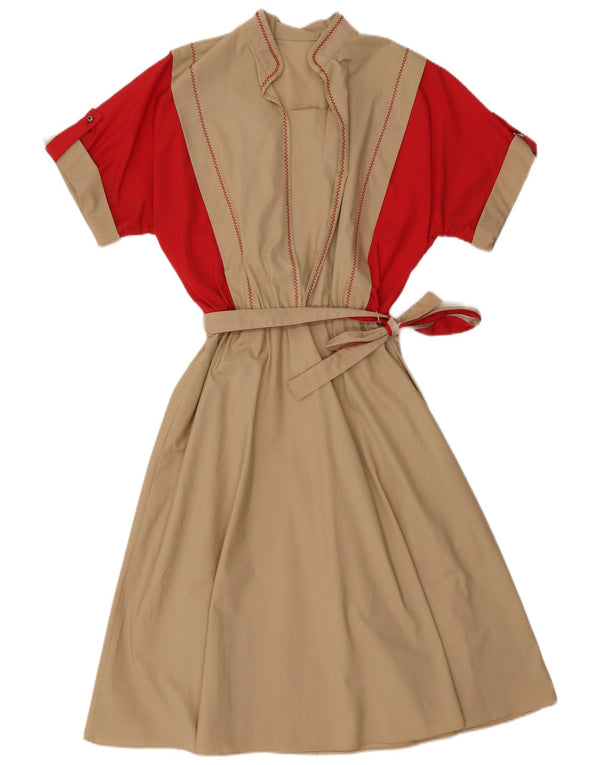 VINTAGE Γυναικείο Maxi Φόρεμα UK 16 Large Beige Colourblock