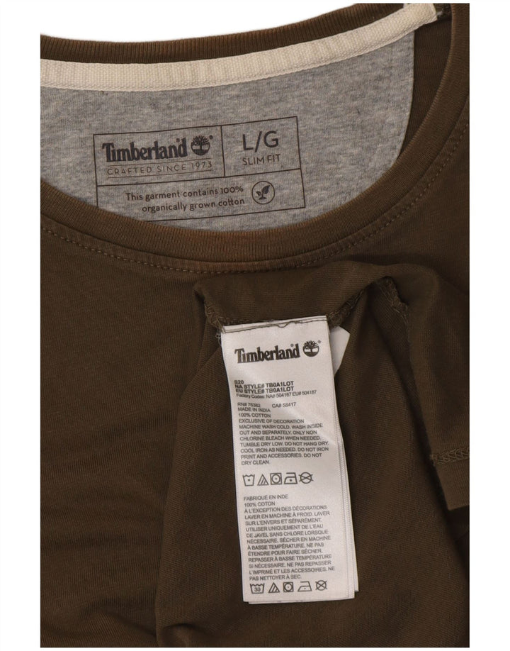 TIMBERLAND Ανδρικό T-Shirt Slim Fit Top μεγάλο χακί βαμβακερό