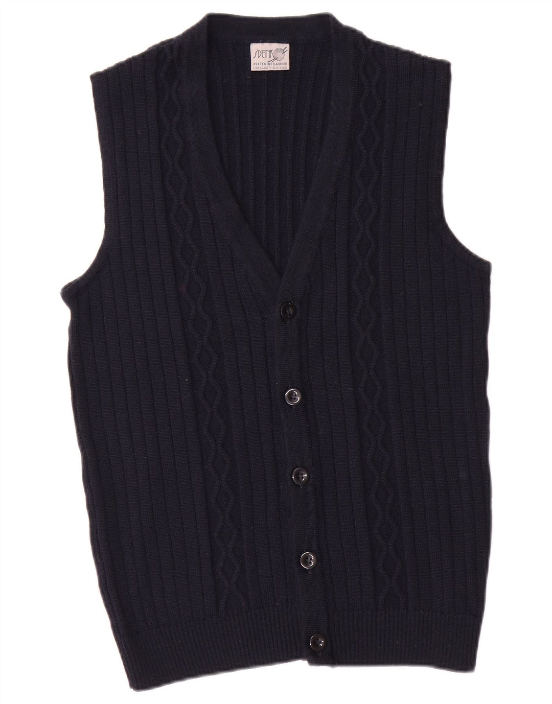 Vintage Ανδρικό Αμάνικο Ζακέτα πουλόβερ Small Navy Blue