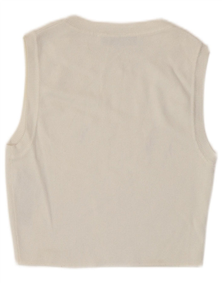 Zara Γυναικείο Αμάνικο Crop Top UK 12 Medium White Viscose