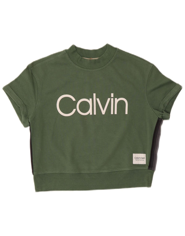 Calvin Klein Γυναικείο Γραφικό Φούτερ Jumper UK 10 Small Green