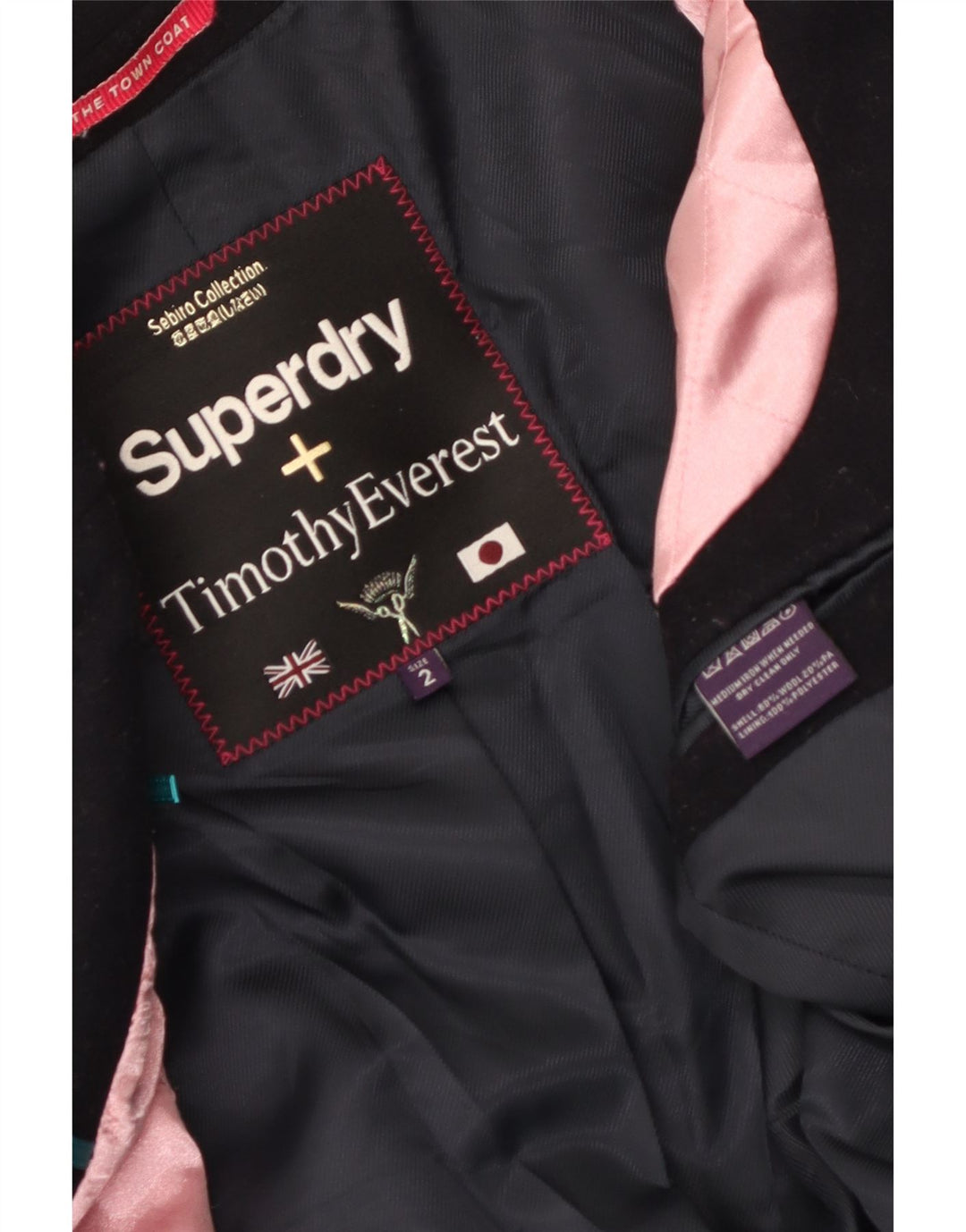 Superdry Γυναικείο Πανωφόρι UK 2 2XS Navy Blue Wool