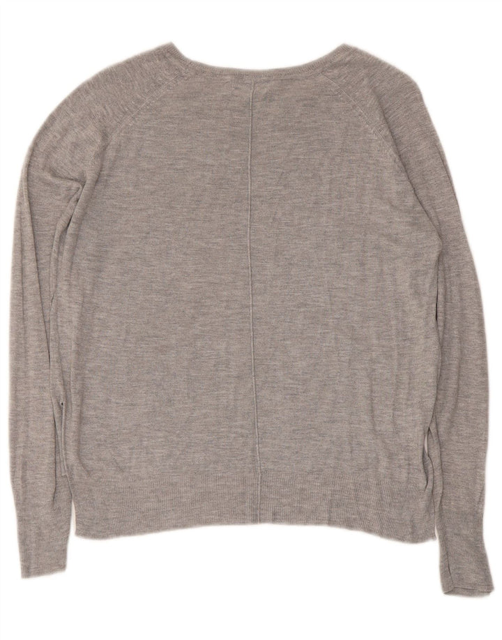 Zara Γυναικείο Crop Boat Neck Jumper πουλόβερ UK 14 Medium Grey