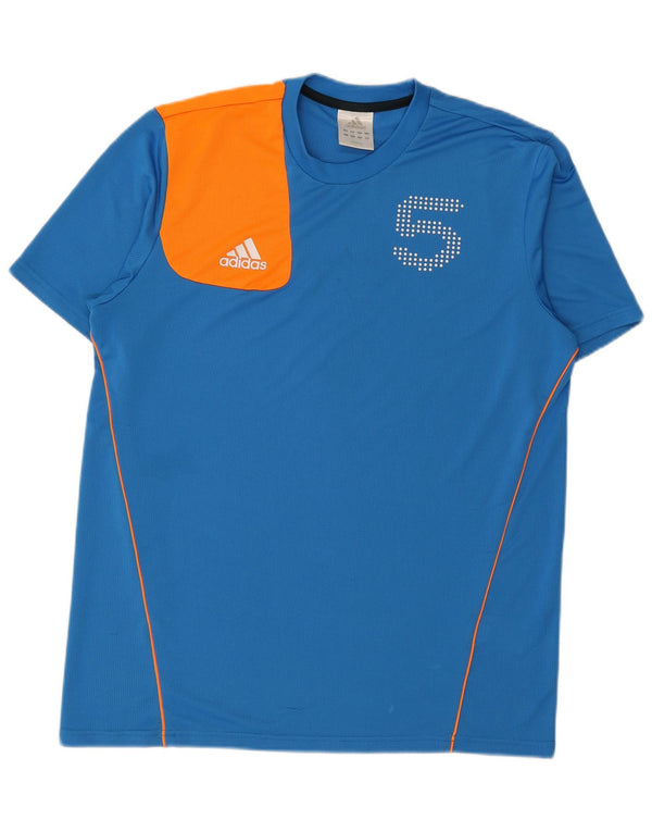 Ανδρικό γραφικό μπλουζάκι ADIDAS Top Large Blue Colorblock Πολυεστέρας