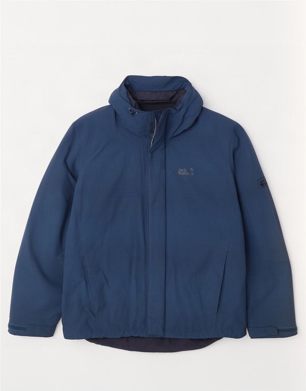 Jack Wolfskin Ανδρικό μπουφάν με κουκούλα αντιανεμικό UK 40/42 Large Navy Blue
