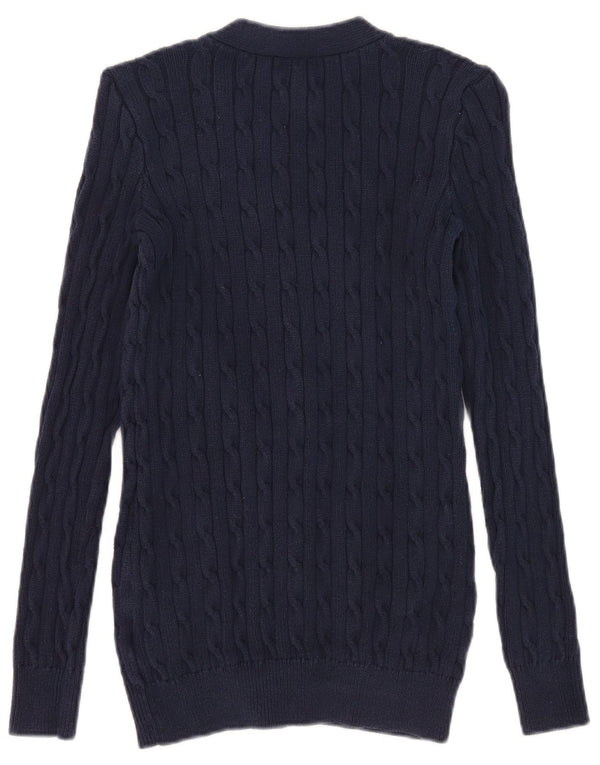 Πόλο Ralph Lauren Γυναικεία ζακέτα UK 10 Small Navy Blue Cotton