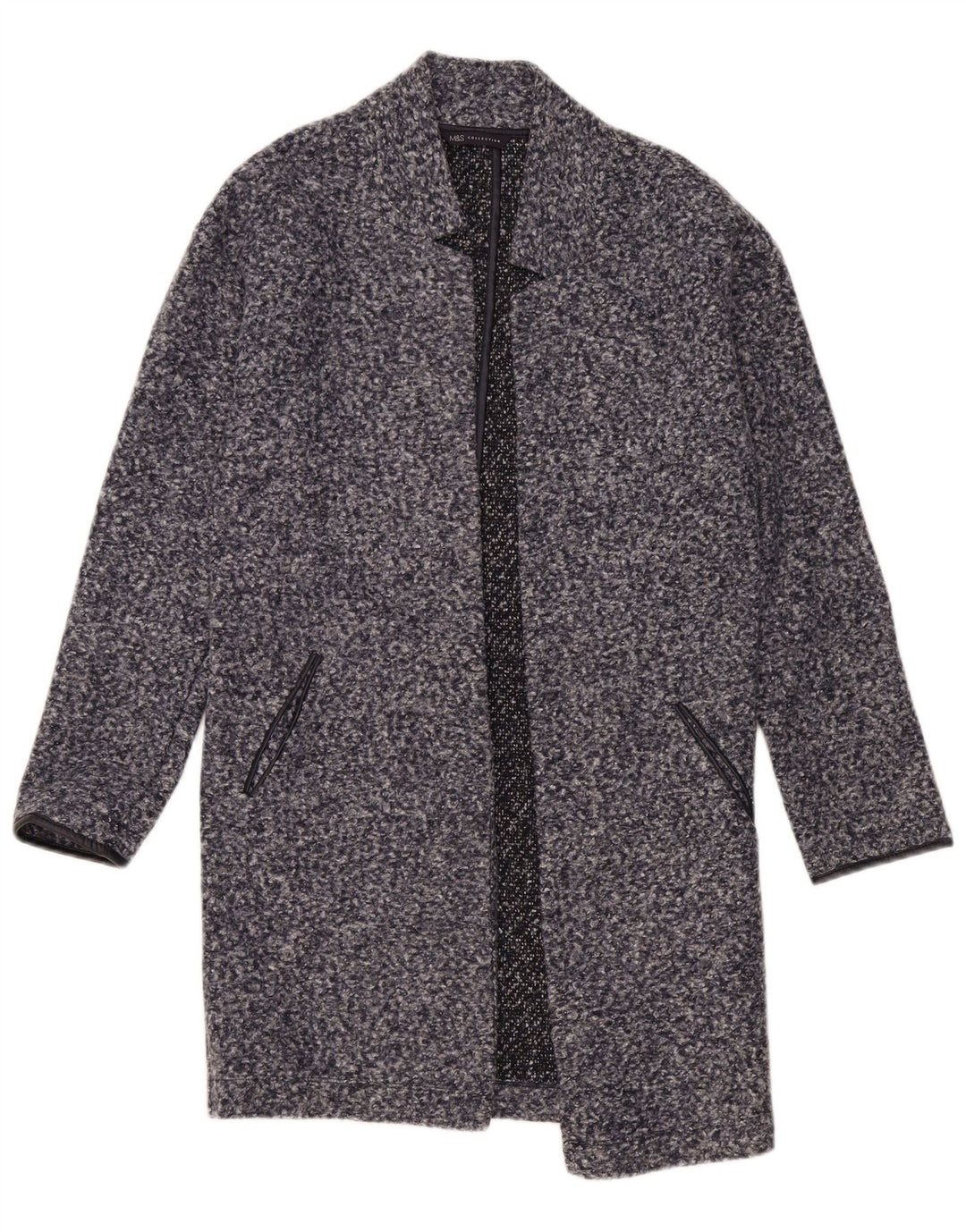 Marks & Spencer Γυναικείο ανοιχτό πανωφόρι UK 8 Small Navy Blue Flecked Polyester