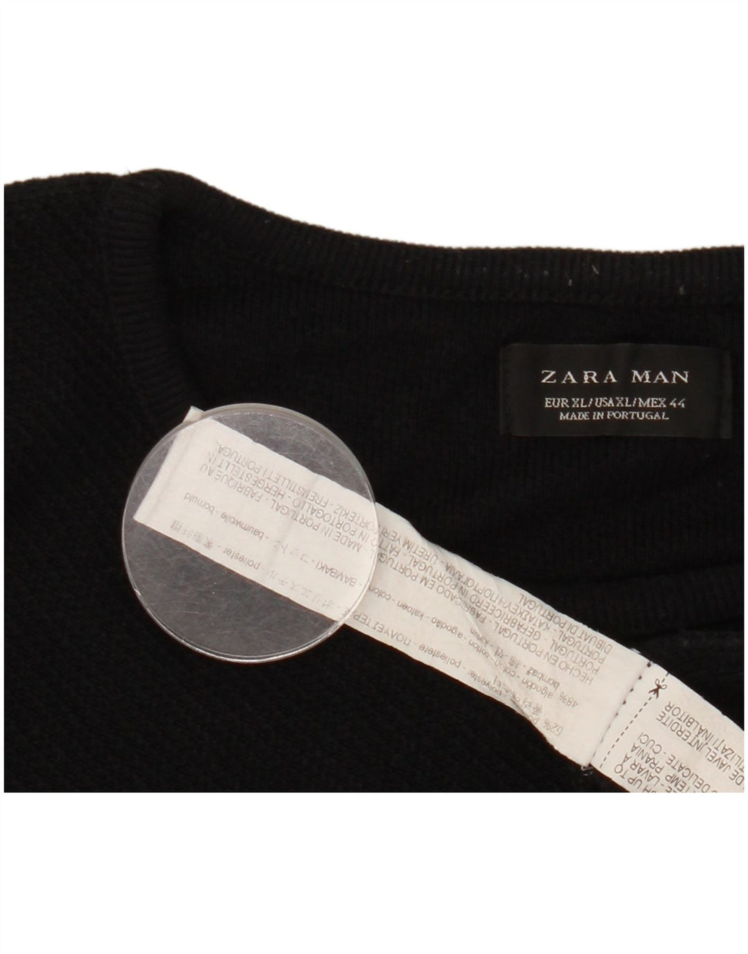 Ανδρικό πουλόβερ Zara Crew Neck Jumper XL Μαύρο πολυεστέρα