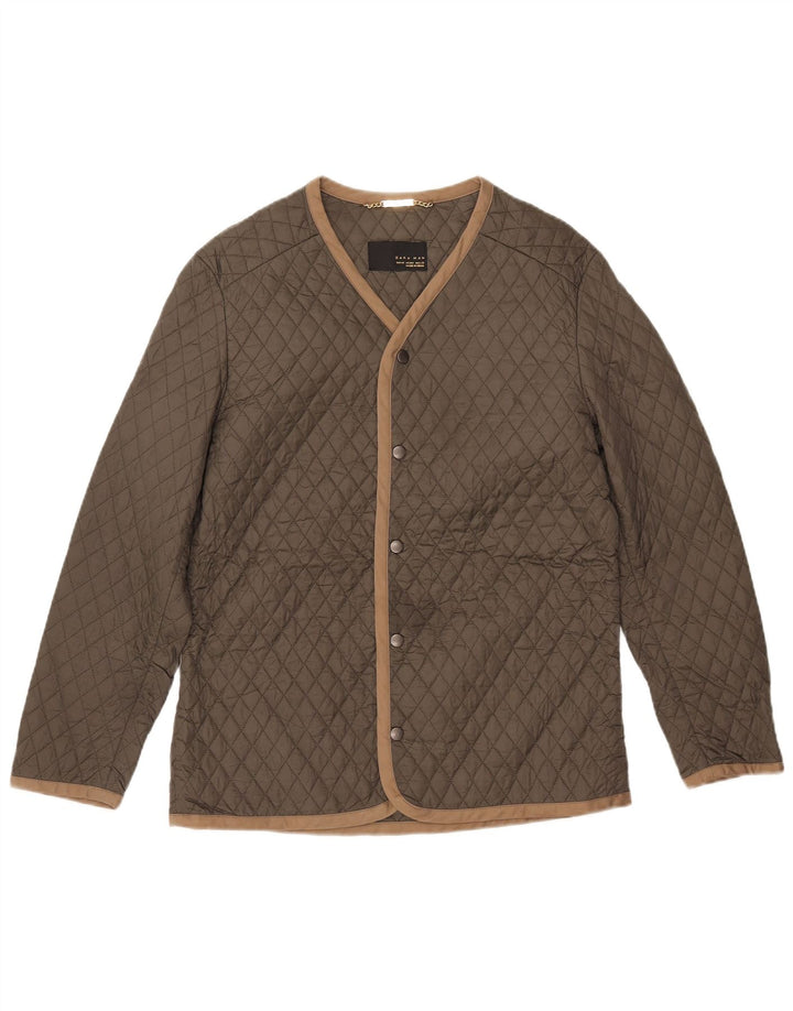 Zara Ανδρικό καπιτονέ μπουφάν UK 38 Medium Khaki Nylon