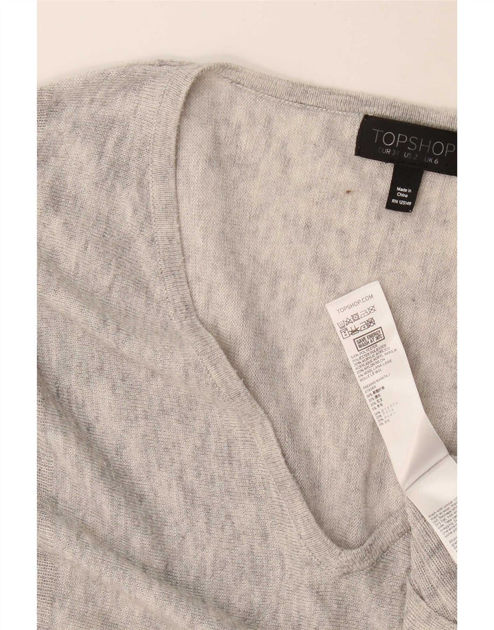 Topshop Γυναικείο υπερμεγέθη τοπ μακρυμάνικο UK 6 XS πολυεστέρας με γκρι φλύκταινες