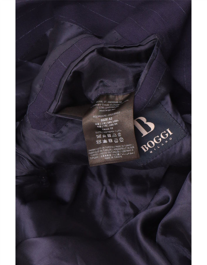 Boggi Ανδρικό μπουφάν σακάκι με 2 κουμπιά IT 52 XL Μαλλί με ρίγες σε μπλε μπλέ
