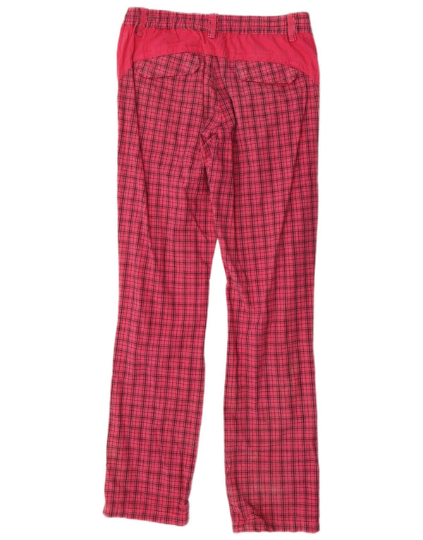 Think Pink Γυναικείο ίσιο casual παντελόνι Medium W30 L33 Pink Check Cotton