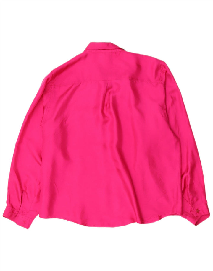 Vintage γυναικείο πουκάμισο oversized μπλούζα UK 14 Medium Pink Silk